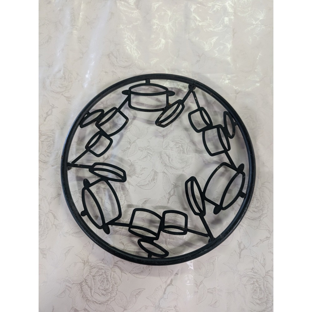 Green round‎ pots and pan design kitchen trivet